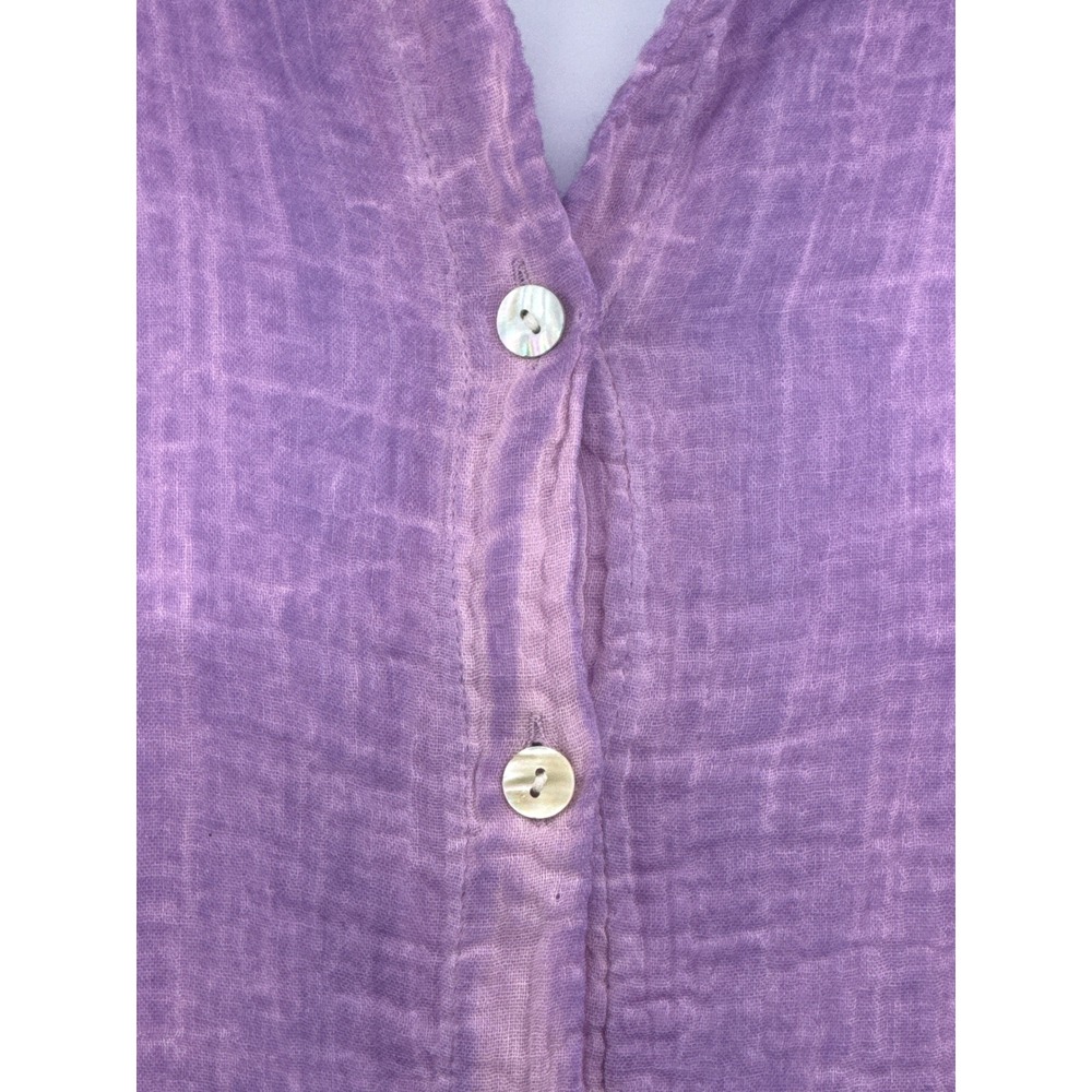 Zury Womens Light Purple Cotton Crinkle Gauze Button Down Shirt OS 2816 New - Picture 3 of 9